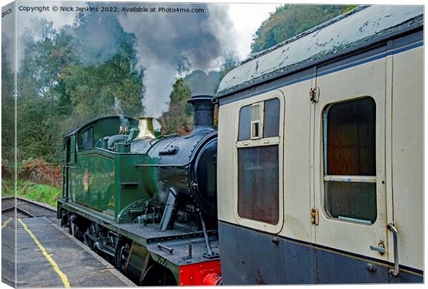 Steam Engine and Carriage Norchard Forest of Dean  Canvas Print by Nick Jenkins