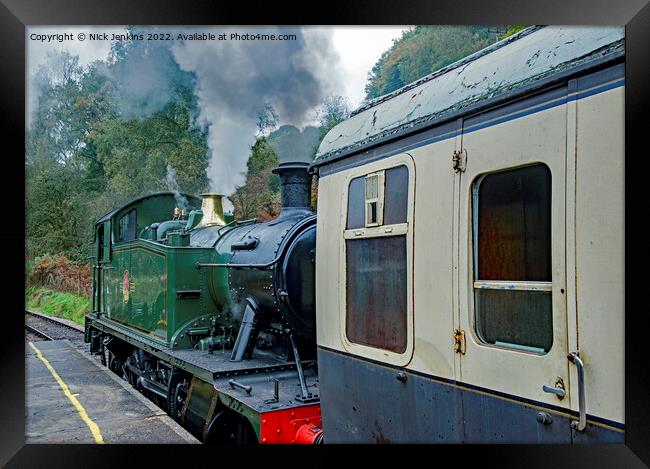 Steam Engine and Carriage Norchard Forest of Dean  Framed Print by Nick Jenkins