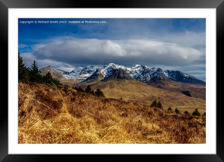 The Black Cuillin Mountain Range in March Framed Mounted Print by Richard Smith