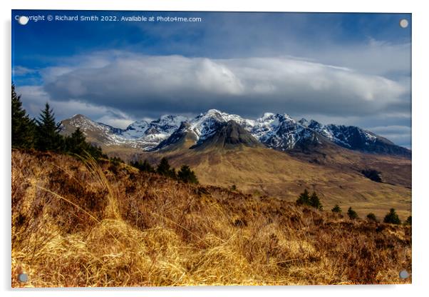 The Black Cuillin Mountain Range in March Acrylic by Richard Smith