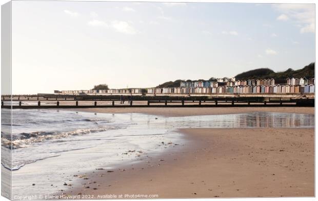 Frinton-on-Sea beach huts Canvas Print by Elaine Hayward