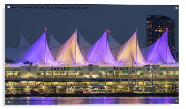 Canada Place At Night Acrylic by rawshutterbug 