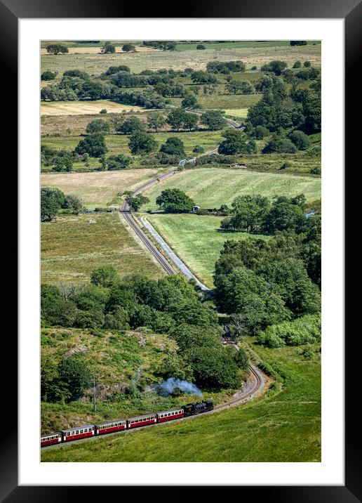 Welsh Highland Railway Garratt No87 between Nantmor and Pont Croesor.  Framed Mounted Print by David Thurlow