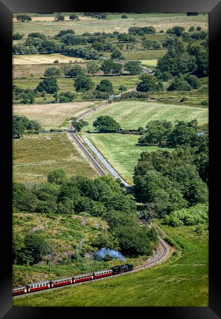 Welsh Highland Railway Garratt No87 between Nantmor and Pont Croesor.  Framed Print by David Thurlow