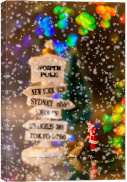 Santas Magical Christmas Route Canvas Print by Steve Purnell