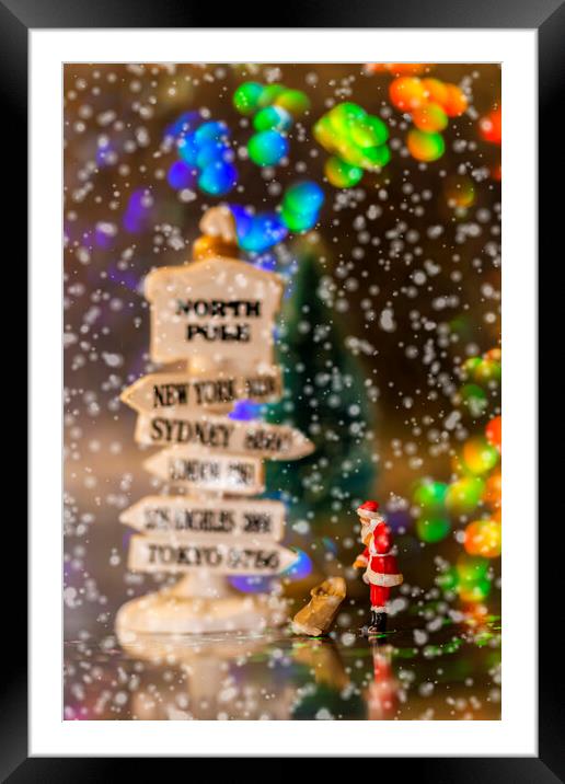 Santas Magical Christmas Route Framed Mounted Print by Steve Purnell