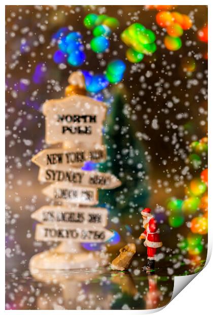Santas Magical Christmas Route Print by Steve Purnell