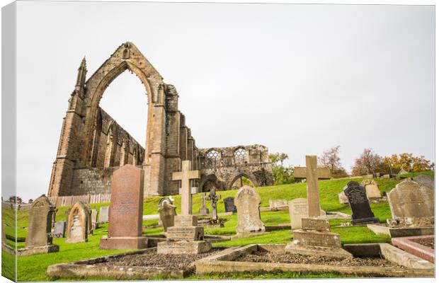 Graves in front of Bolton Abbey Canvas Print by Jason Wells
