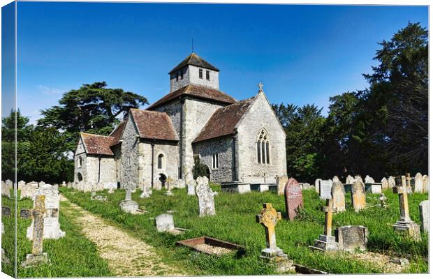 Ancient Saxon Church in Breamore Canvas Print by Roger Mechan