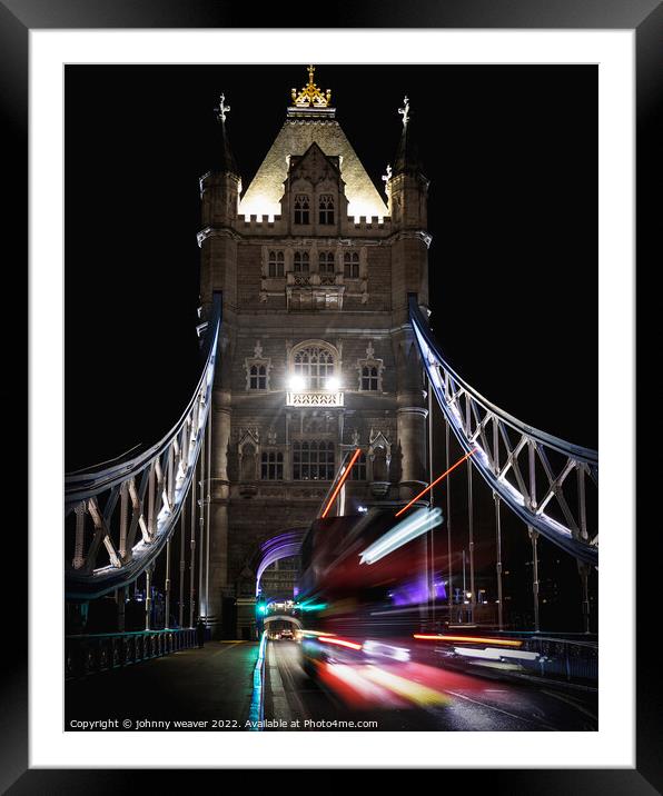 Tower Bridge London Night Scene Framed Mounted Print by johnny weaver