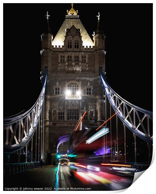 Tower Bridge London Night Scene Print by johnny weaver