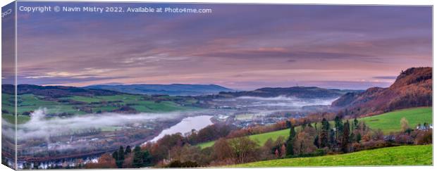 A panoramic view of Kinnoull Hill and River Tay  Canvas Print by Navin Mistry