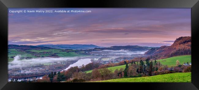 A panoramic view of Kinnoull Hill and River Tay  Framed Print by Navin Mistry