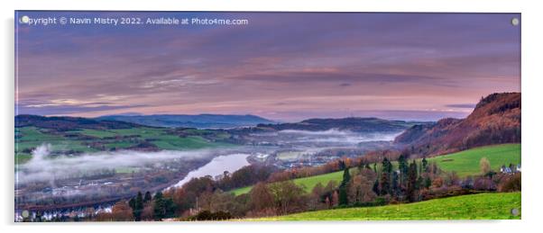 A panoramic view of Kinnoull Hill and River Tay  Acrylic by Navin Mistry