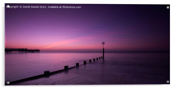 Radiant Sunrise over Boscombe Beach Acrylic by Derek Daniel