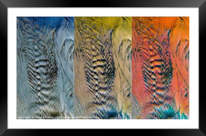 Abstract sediment texture with faces - Triptych Framed Mounted Print by Hanif Setiawan