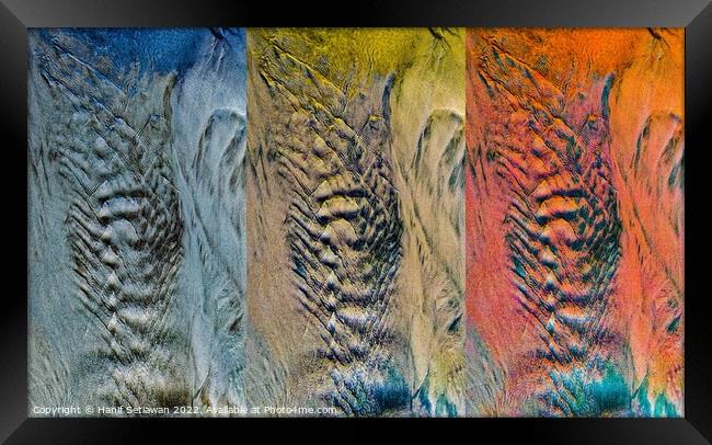 Abstract sediment texture with faces - Triptych Framed Print by Hanif Setiawan