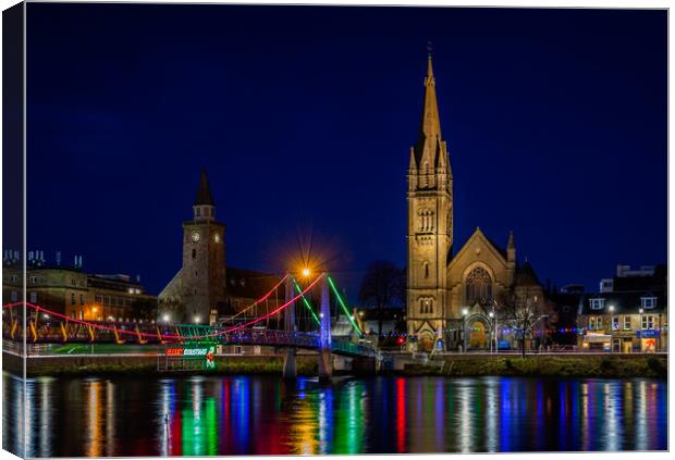 Inverness at Christmas Canvas Print by John Frid