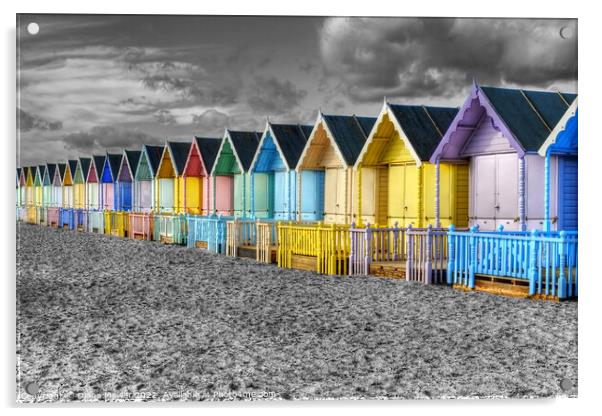 Mersea Beach Huts selective colour Acrylic by Diana Mower