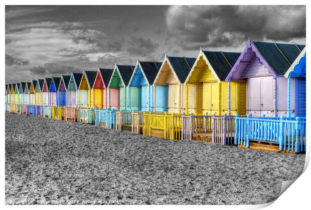 Mersea Beach Huts selective colour Print by Diana Mower