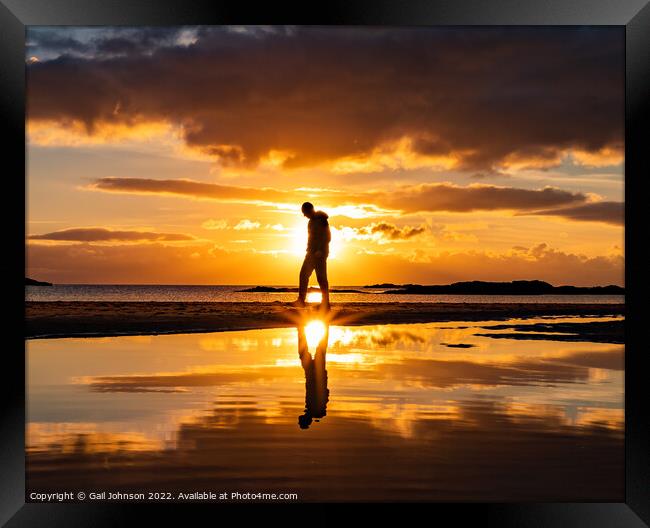 walking on the beach  Framed Print by Gail Johnson