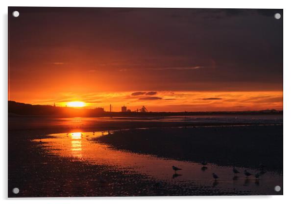 Saltburn by the Sea Sunset Acrylic by Dan Ward
