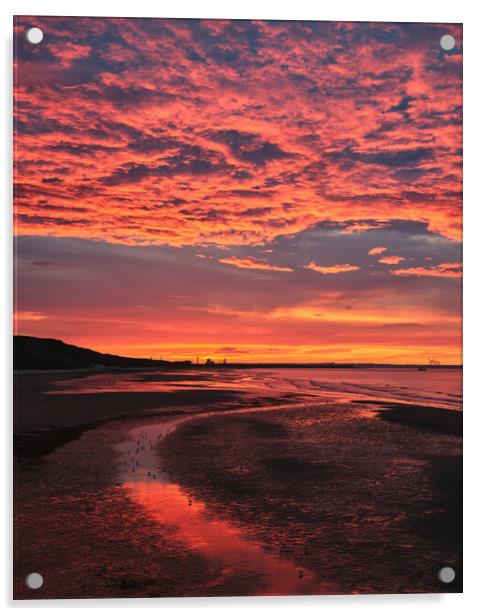 Sunset skies over Saltburn by the Sea Acrylic by Dan Ward