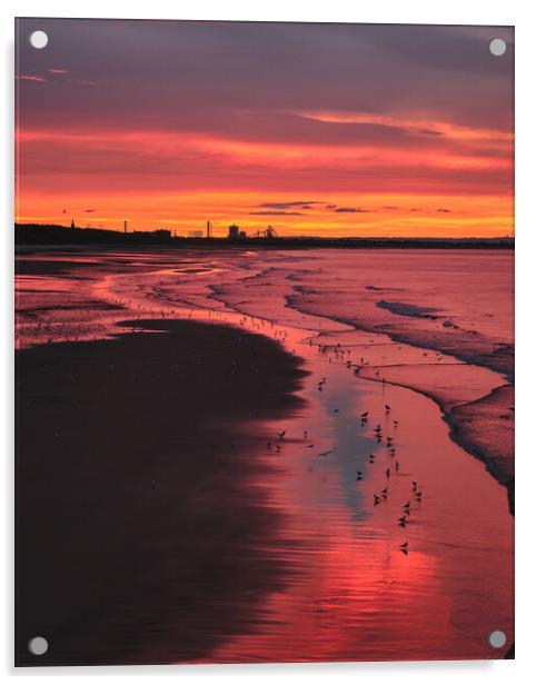 Sunset over Saltburn by the Sea Acrylic by Dan Ward