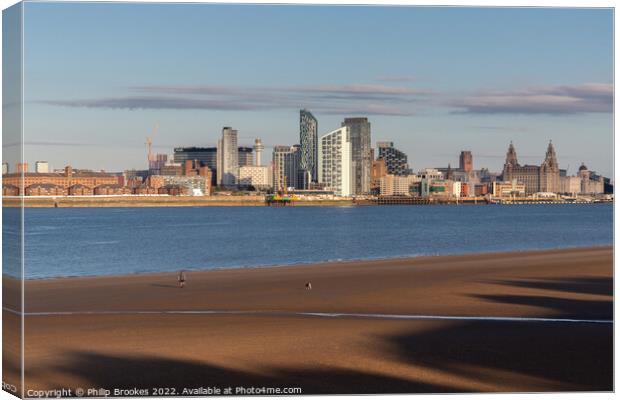 Wallasey and Liverpool Skyline Canvas Print by Philip Brookes