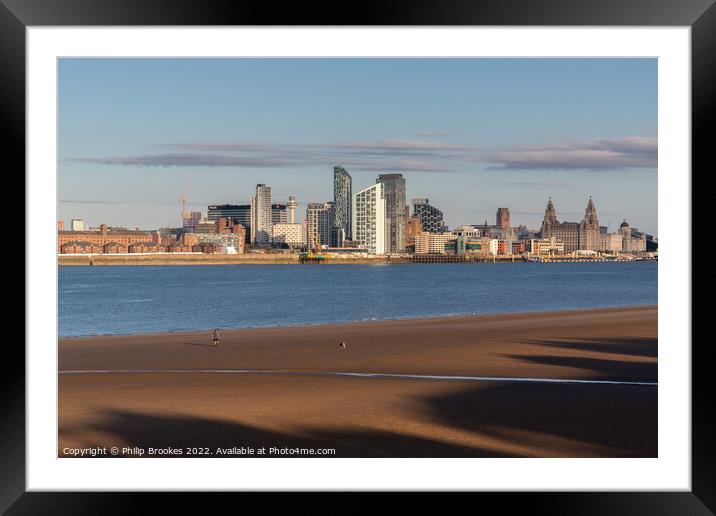 Wallasey and Liverpool Skyline Framed Mounted Print by Philip Brookes