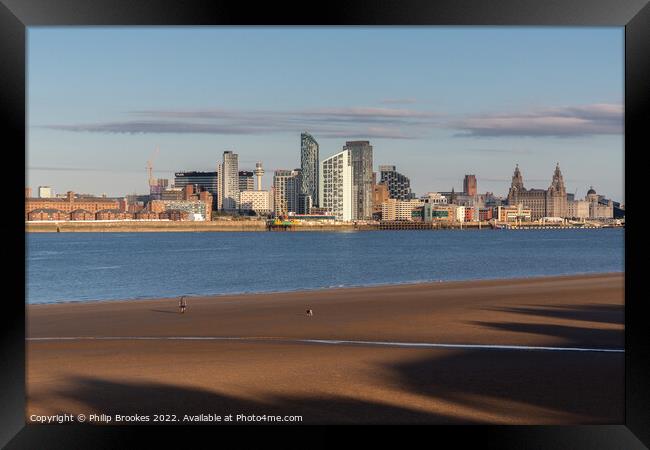 Wallasey and Liverpool Skyline Framed Print by Philip Brookes