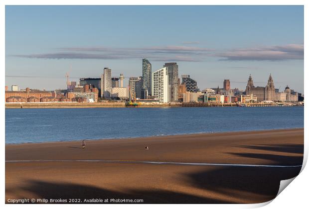 Wallasey and Liverpool Skyline Print by Philip Brookes