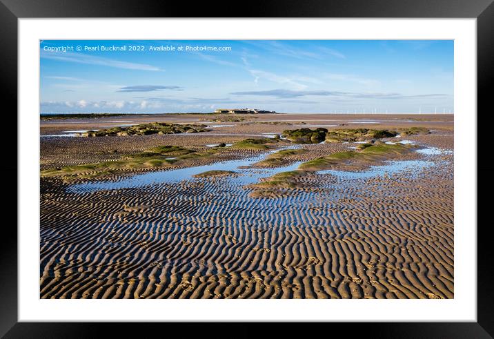 Across the Sands to Hilbre Island in Dee Estuary W Framed Mounted Print by Pearl Bucknall