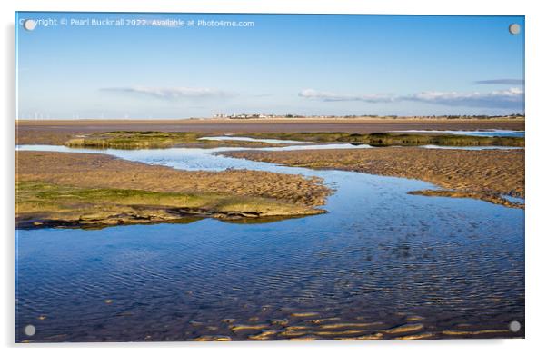 Across Sands in Dee Estuary to Wirral Peninsula Acrylic by Pearl Bucknall