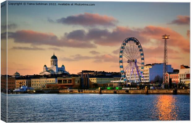 Helsinki Cityline and South Harbour at Sunset  Canvas Print by Taina Sohlman