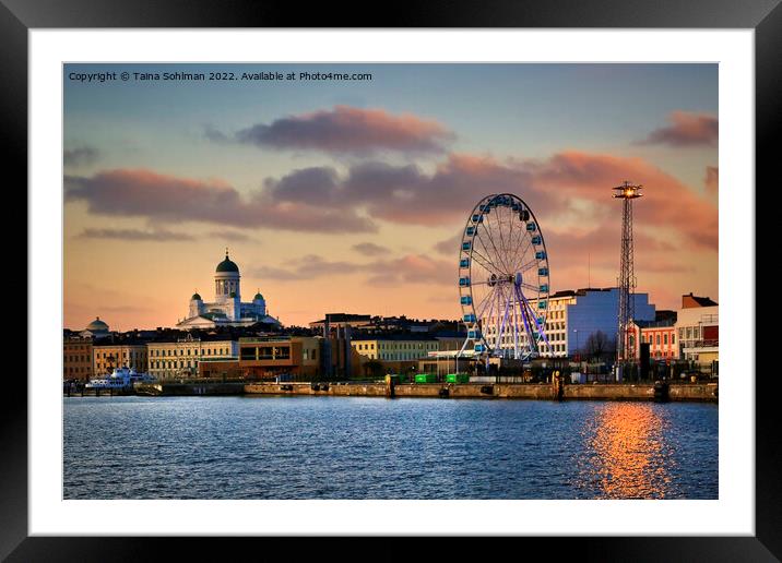 Helsinki Cityline and South Harbour at Sunset  Framed Mounted Print by Taina Sohlman