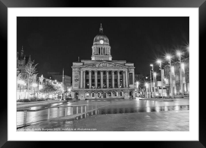Nottingham's Town Hall: A Nighttime Noir Framed Mounted Print by Holly Burgess