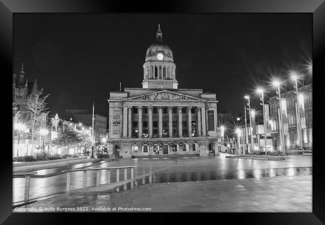 Nottingham's Town Hall: A Nighttime Noir Framed Print by Holly Burgess