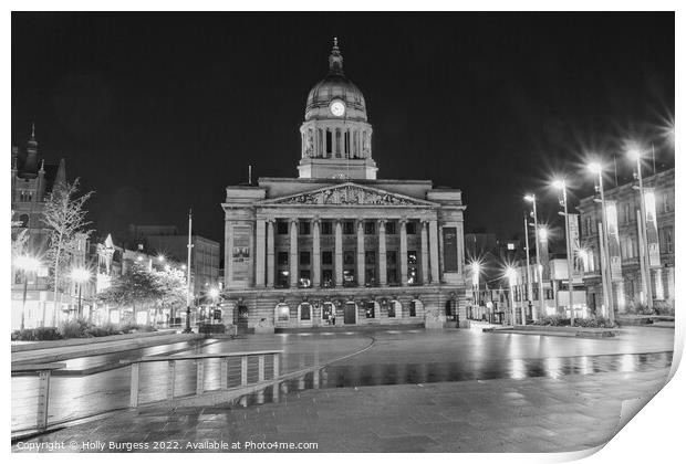 Nottingham's Town Hall: A Nighttime Noir Print by Holly Burgess