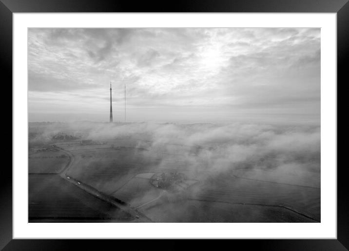 Mist on Emley Moor Framed Mounted Print by Apollo Aerial Photography