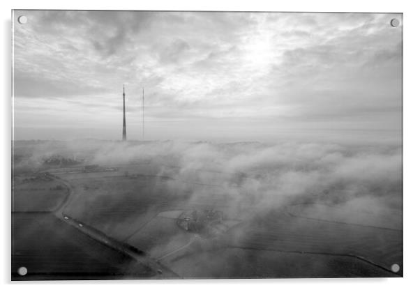 Mist on Emley Moor Acrylic by Apollo Aerial Photography