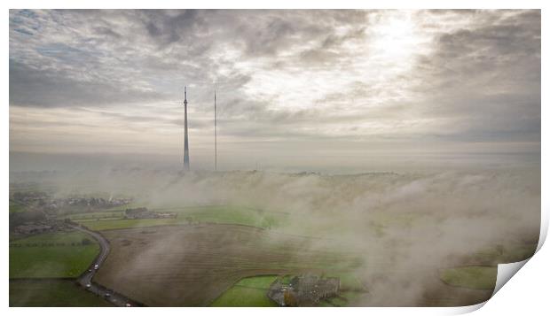Emley Moor Mist Print by Apollo Aerial Photography
