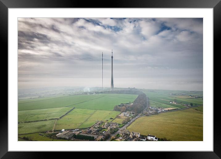 Emley Moor Mist Framed Mounted Print by Apollo Aerial Photography