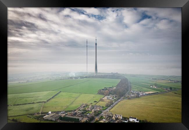Emley Moor Mist Framed Print by Apollo Aerial Photography
