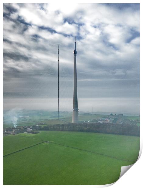 Emley Moor Mast Print by Apollo Aerial Photography