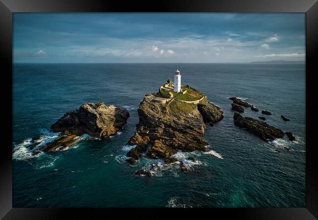 Godrevy Lighthouse, Cornwall Framed Print by Dan Ward