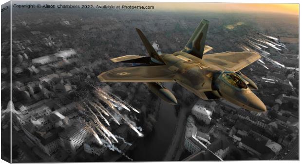 F22 Raptor Fighter Jet Colour Selection Version  Canvas Print by Alison Chambers