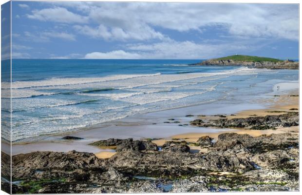 Fistral Beach waves Newquay Cornwall  Canvas Print by Diana Mower