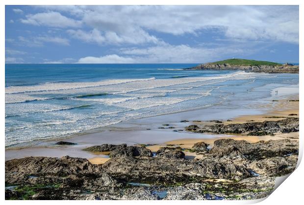 Fistral Beach waves Newquay Cornwall  Print by Diana Mower