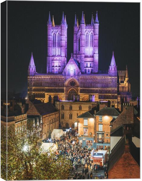 Lincoln Cathedral at the Lincoln Xmas Market Canvas Print by Andrew Scott
